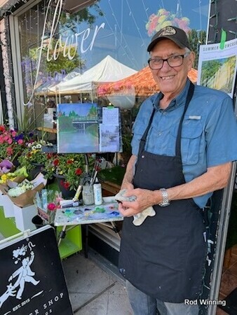 Rod Winning  Painting at The Flower Shop in the Village